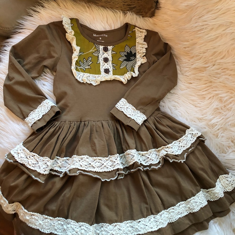 Mustard pie taupe girls tunic